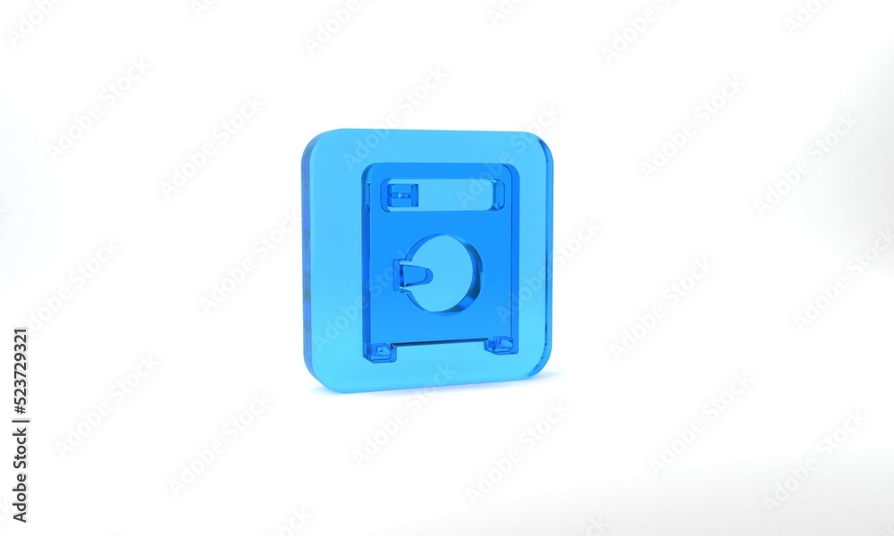 Blue Washer icon isolated on grey background. Washing machine icon. Clothes washer - laundry machine. Home appliance symbol. Glass square button. 3d illustration 3D render Blue Washer icon isolated on grey background. Washing machine icon. Clothes washer - laundry machine. Home appliance symbol. Glass square button. 3d illustration 3D render
