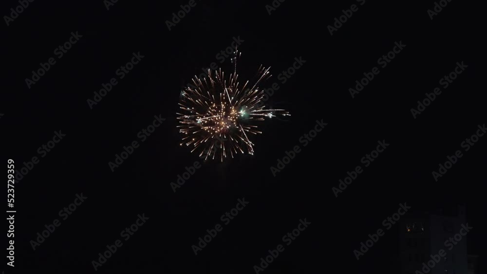 Hypnotic explosion of fireworks in night sky Hypnotic explosion of fireworks in night sky