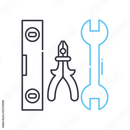 essential work tools line icon, outline symbol, vector illustration, concept sign
