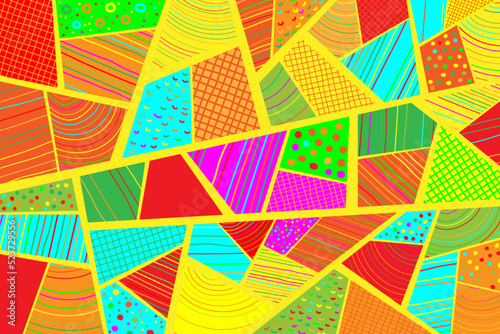 Abstract vector psychedelic sketch doodle background. Polygonal color illustration.