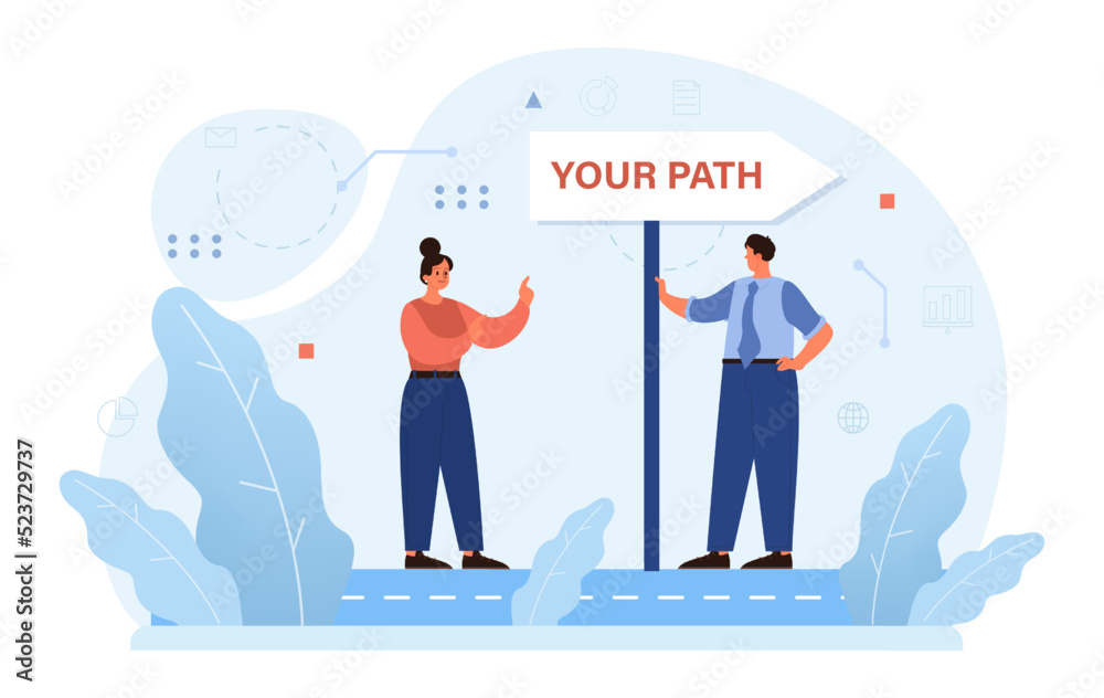 Path concept. Life course or business way, plan or strategy.