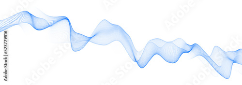 Dynamic sound wave isolated on white background. Musical particle pulsing. Blue energy flow concept. Vector illustration.