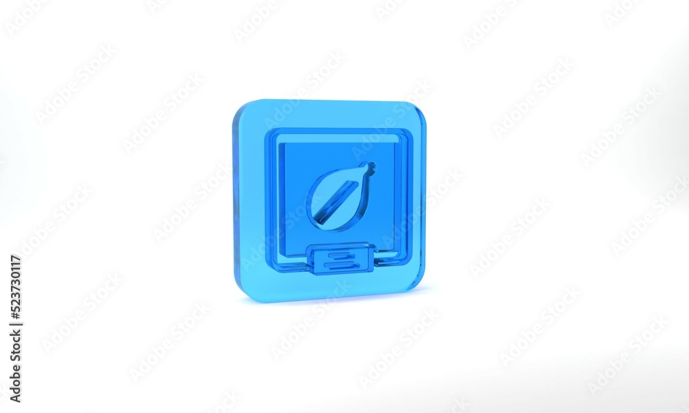 Blue Seeds of a specific plant icon isolated on grey background. Glass square button. 3d illustration 3D render Blue Seeds of a specific plant icon isolated on grey background. Glass square button. 3d illustration 3D render