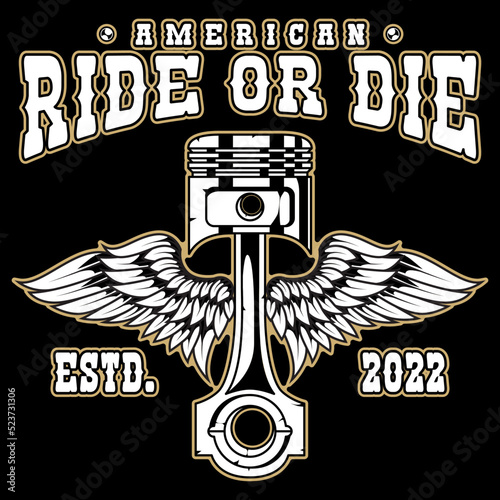 Motorcycle club vector stock illustration with skull design