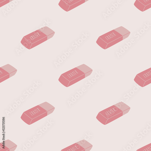 Seamless vector office items pattern. Stylish eraser background for fabric, textile, cover etc.