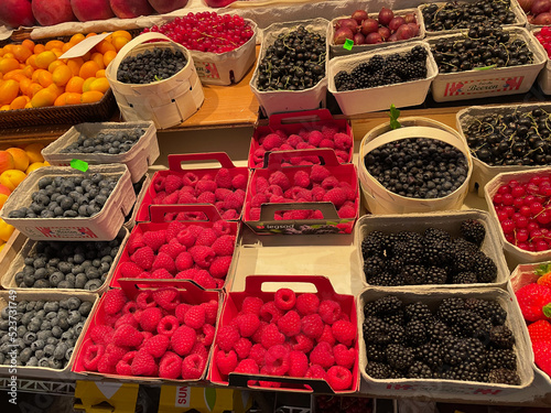 Seasonal berries and fruits on sale
