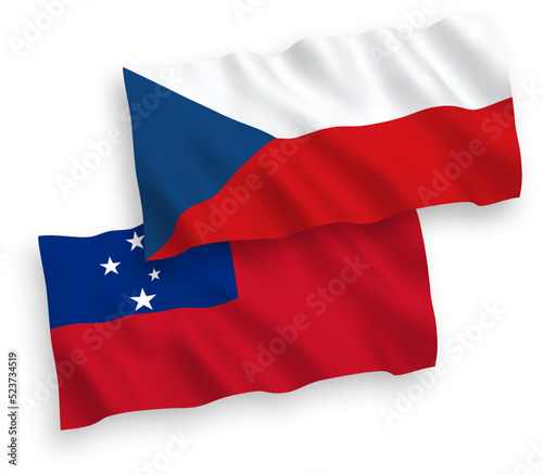 Flags of Czech Republic and Independent State of Samoa on a white background