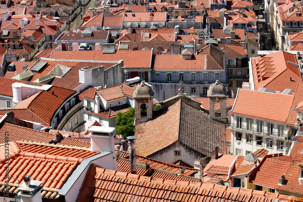 View on the terracotta coloured roofs of Lisbon