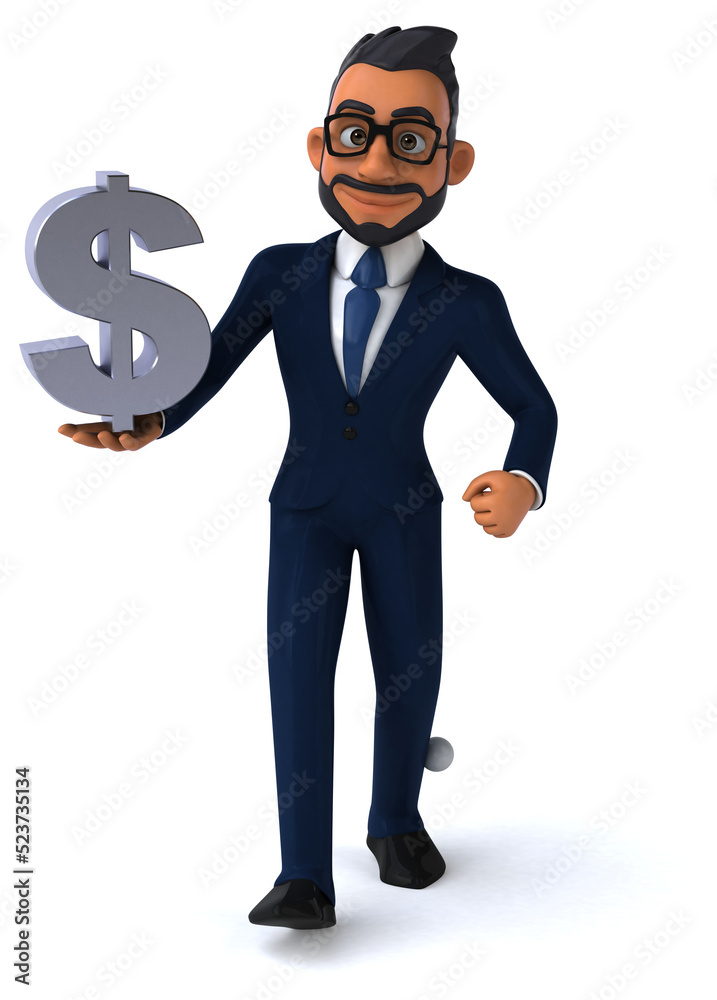 Fun 3D cartoon illustration of an indian businessman Fun 3D cartoon illustration of an indian businessman