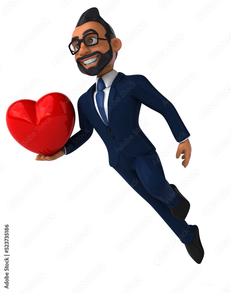 Fun 3D cartoon illustration of an indian businessman Fun 3D cartoon illustration of an indian businessman