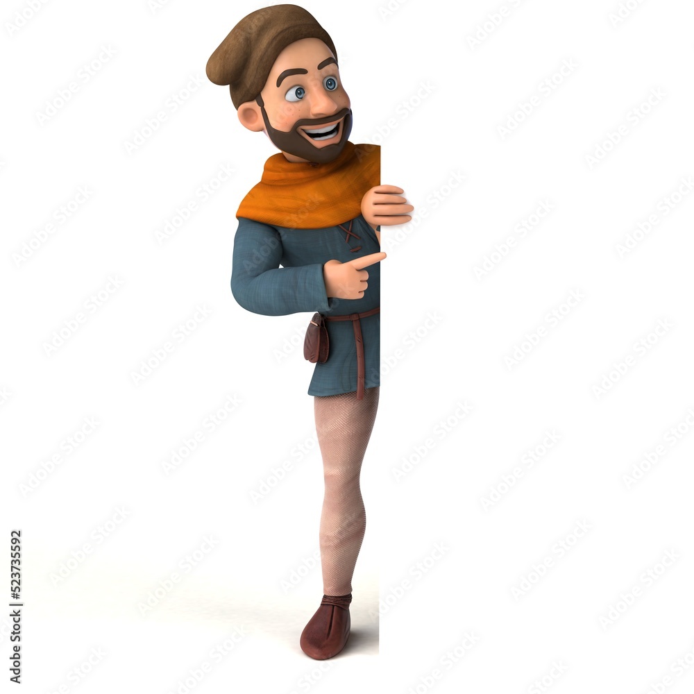 Fun 3D cartoon medieval man