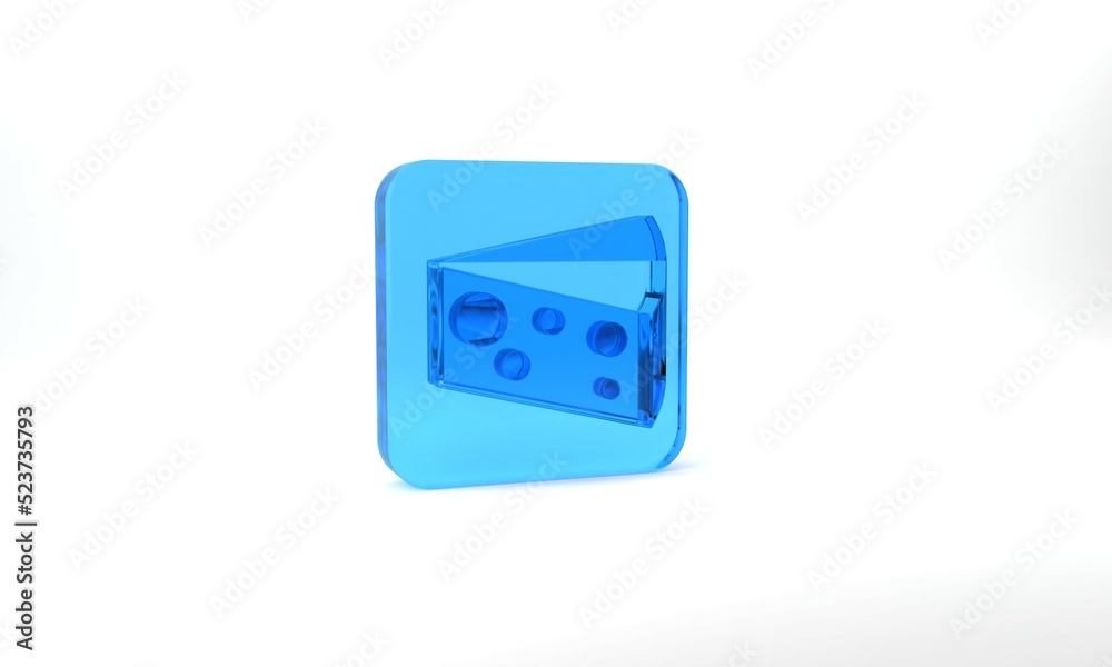 Blue Cheese icon isolated on grey background. Glass square button. 3d illustration 3D render Blue Cheese icon isolated on grey background. Glass square button. 3d illustration 3D render