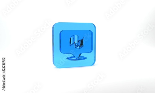 Blue Flag Italy icon isolated on grey background. Glass square button. 3d illustration 3D render © Iryna