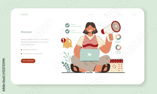 Marketer web banner or landing page. Brand or product launching