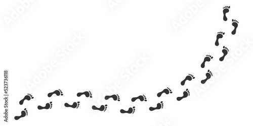 Women's footprints or footsteps vector illustration in flat style design isolated on white background.