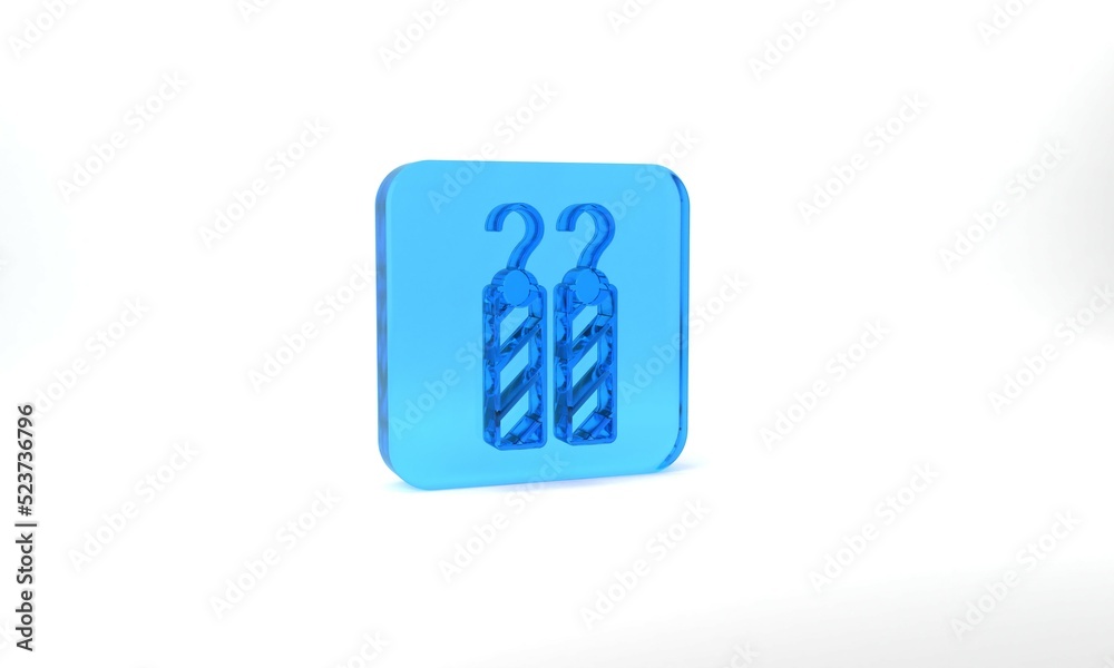 Blue Earrings icon isolated on grey background. Jewelry accessories. Glass square button. 3d illustration 3D render Blue Earrings icon isolated on grey background. Jewelry accessories. Glass square button. 3d illustration 3D render