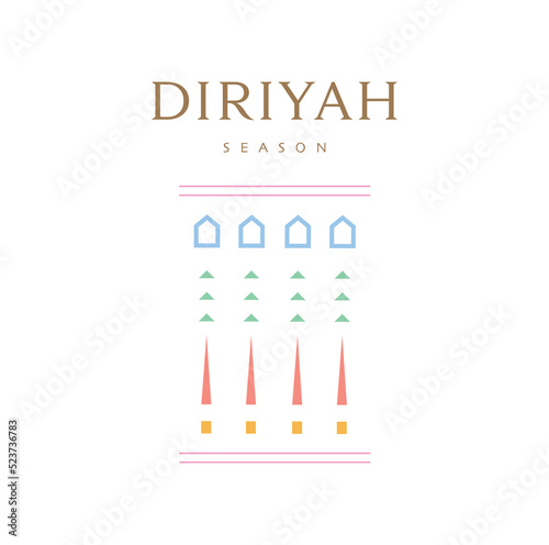 Riyadh, KSA - September 22, 2022: Saudi Arabia. Diriyah Season. Ancient Arabic Motif. Vector Illustration.