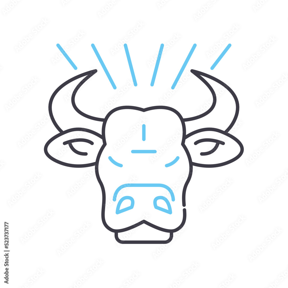 bull head line icon, outline symbol, vector illustration, concept sign