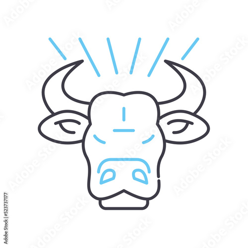 bull head line icon, outline symbol, vector illustration, concept sign