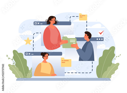 Online office. Modern virtual office developing and moderating