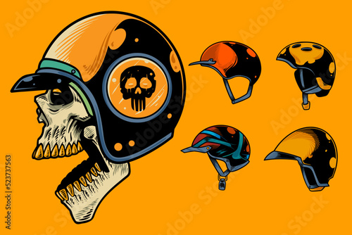 hand drawn skull with vario...
