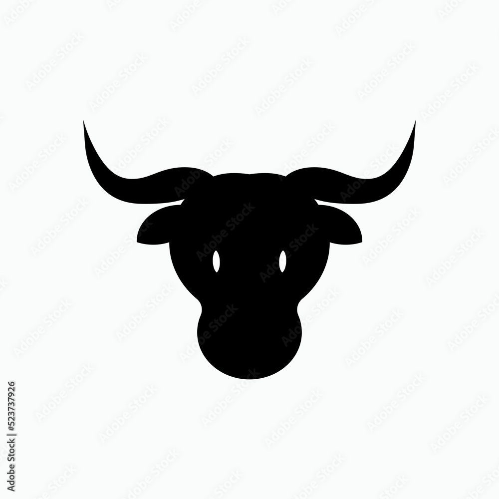Bull Head Icon in Glyph Style. Bullish Symbol - Vector. 