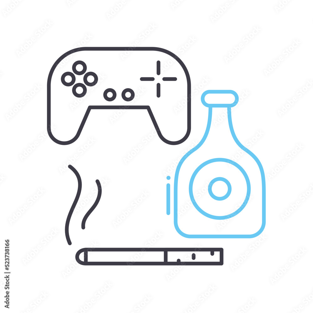 bad habits line icon, outline symbol, vector illustration, concept sign bad habits line icon, outline symbol, vector illustration, concept sign