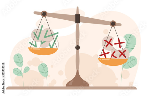 Comparison concept. Pros and cons with two choices. Risk and benefits