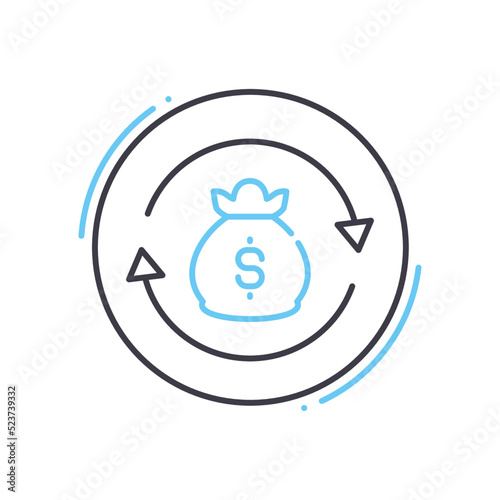 financial turnover line icon, outline symbol, vector illustration, concept sign
