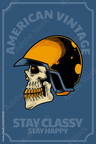 skull head with helm on car...
