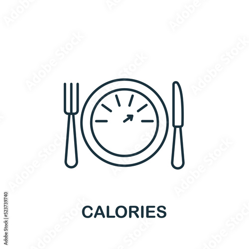 Calories icon Line simple icon for templates, web design and infographics