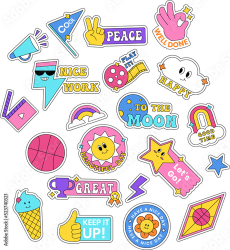 90s style stickers illustration or retro style stickers