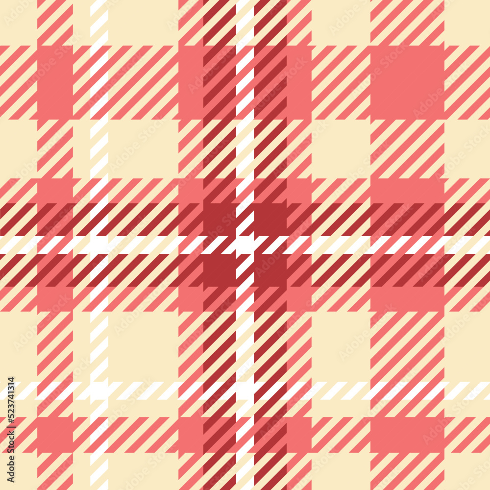 Vector seamless plaid red pattern. Vector pattern with red, pink and white stripes