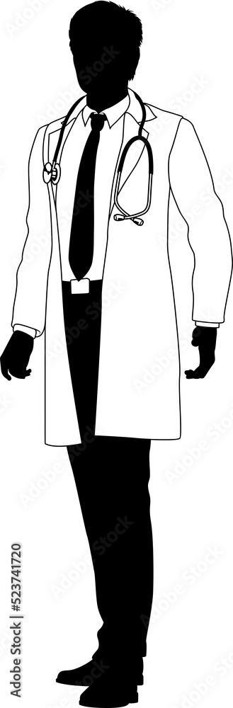 Silhouette doctor man medical healthcare person in a lab coat. Silhouette doctor man medical healthcare person in a lab coat.