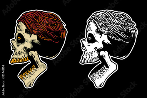 hand drawn skull head with ...