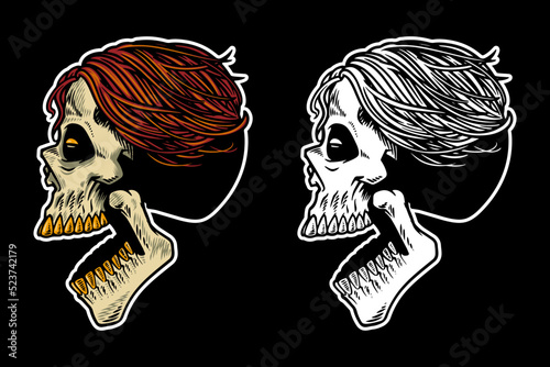 hand drawn skull head with ...