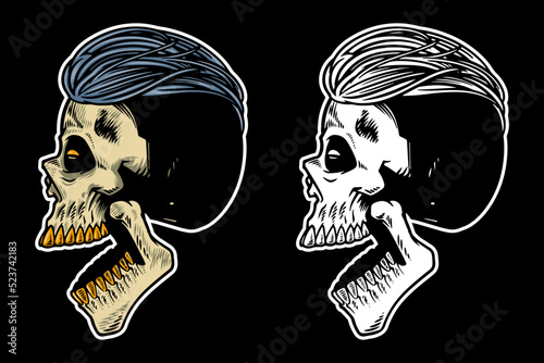 hand drawn skull head with ...