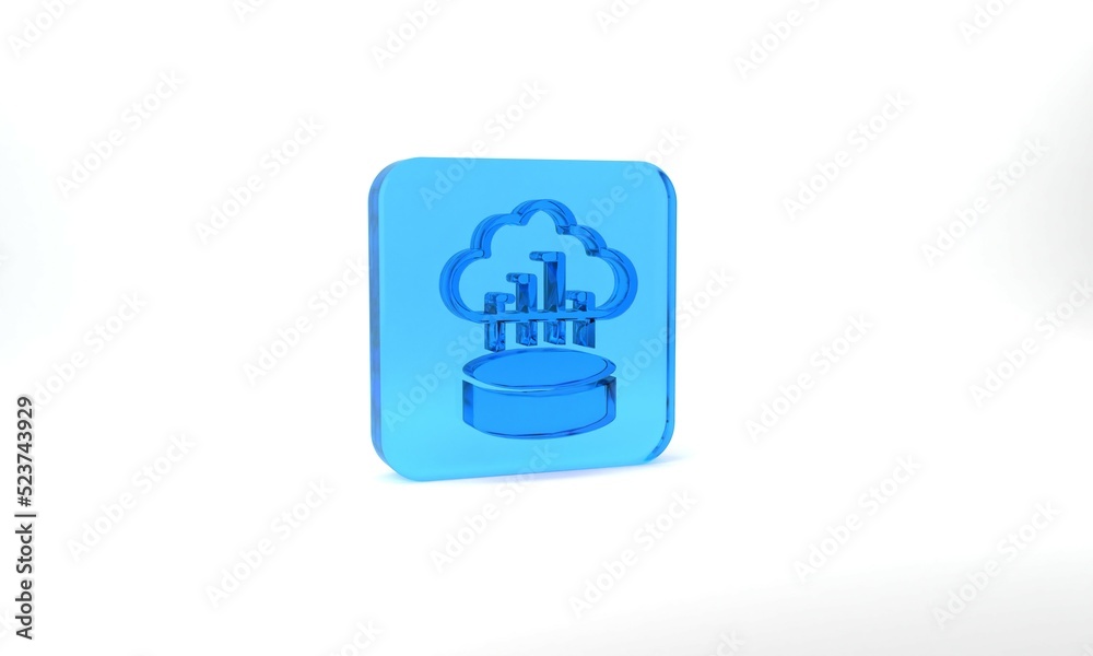 Blue Network cloud connection icon isolated on grey background. Social technology. Cloud computing concept. Glass square button. 3d illustration 3D render Blue Network cloud connection icon isolated on grey background. Social technology. Cloud computing concept. Glass square button. 3d illustration 3D render