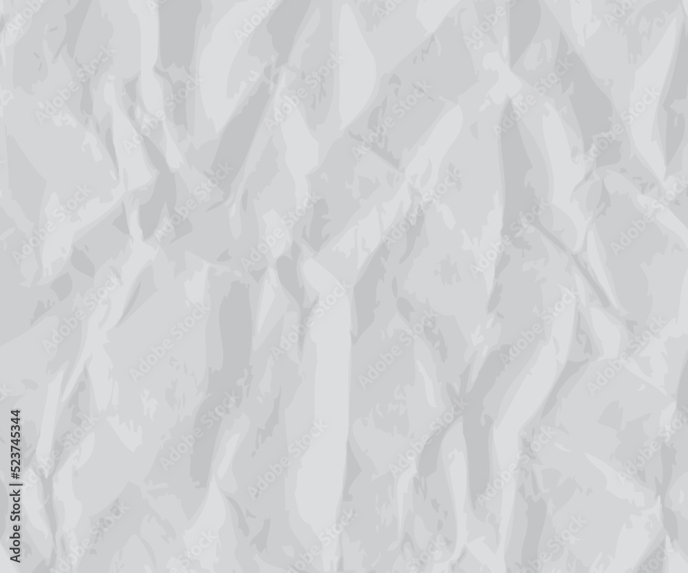 Vecteur Stock Crumpled paper texture. White battered paper background. White empty leaf of