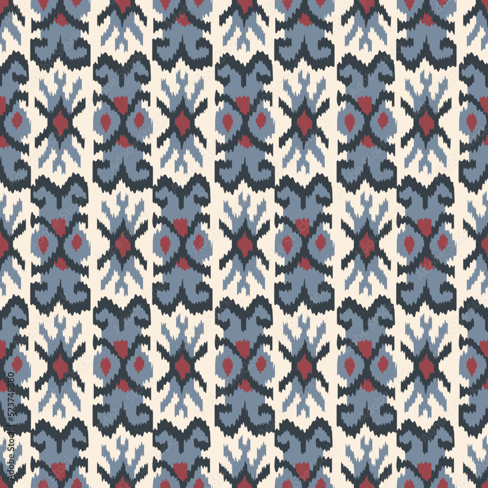 Japanese Tribal Checkered Motif Vector Seamless Pattern