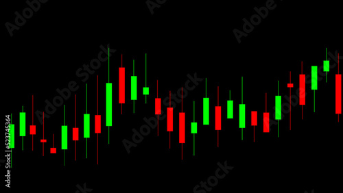 Candle stick charts in stock market against a black background