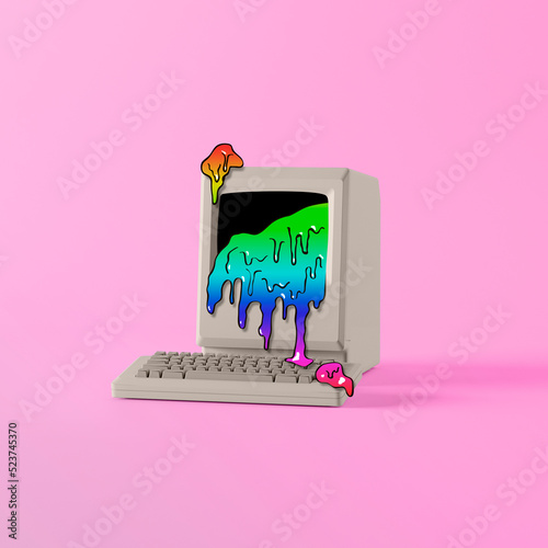 Vapor synth retro wave computer vintage style background concept.