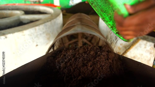 Making manire from cow dung photo