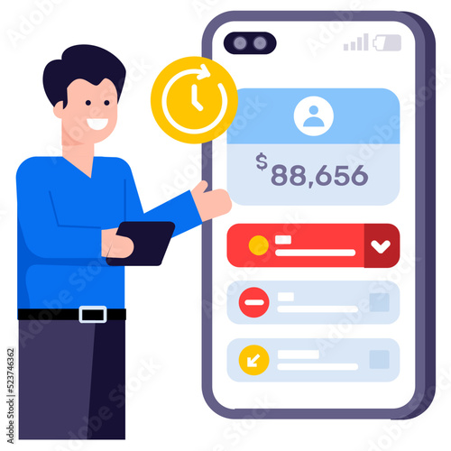 Flat editable illustration of a banker 
