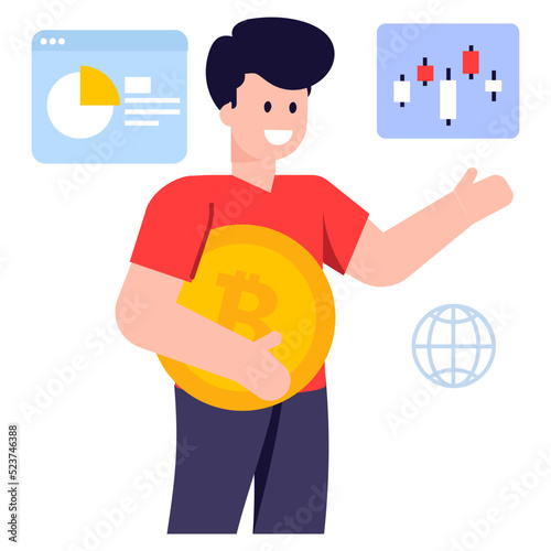 Flat editable illustration of a banker 