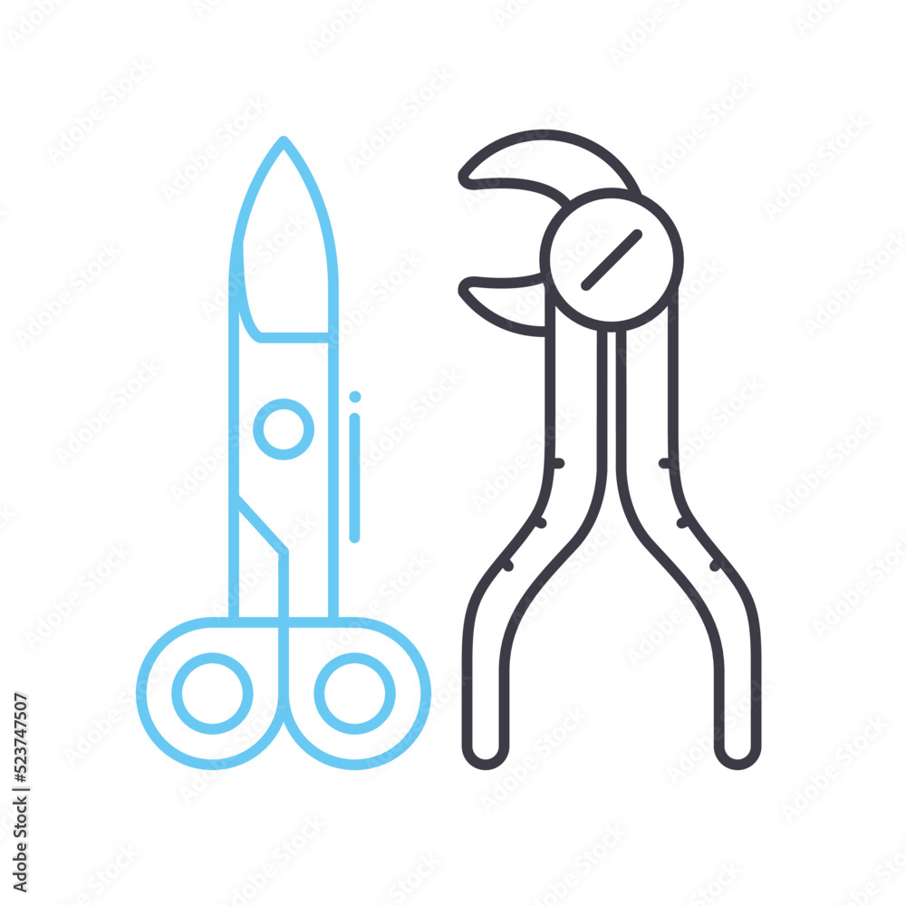dentist scissor line icon, outline symbol, vector illustration, concept sign