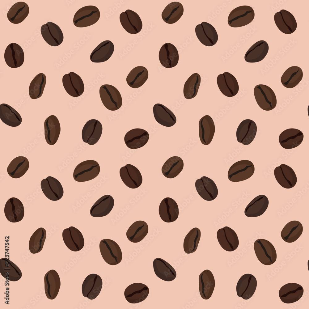 seamless pattern of coffee beans on a beige background. Coffee for wallpaper, wrapping paper, screensavers, fabric seamless pattern of coffee beans on a beige background. Coffee for wallpaper, wrapping paper, screensavers, fabric