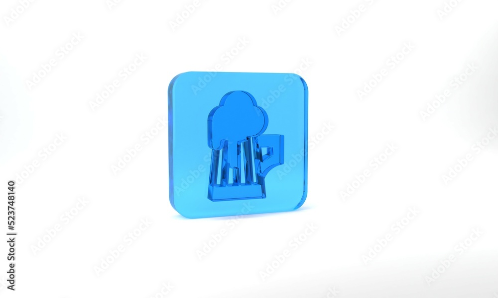 Blue Wooden beer mug icon isolated on grey background. Glass square button. 3d illustration 3D render Blue Wooden beer mug icon isolated on grey background. Glass square button. 3d illustration 3D render