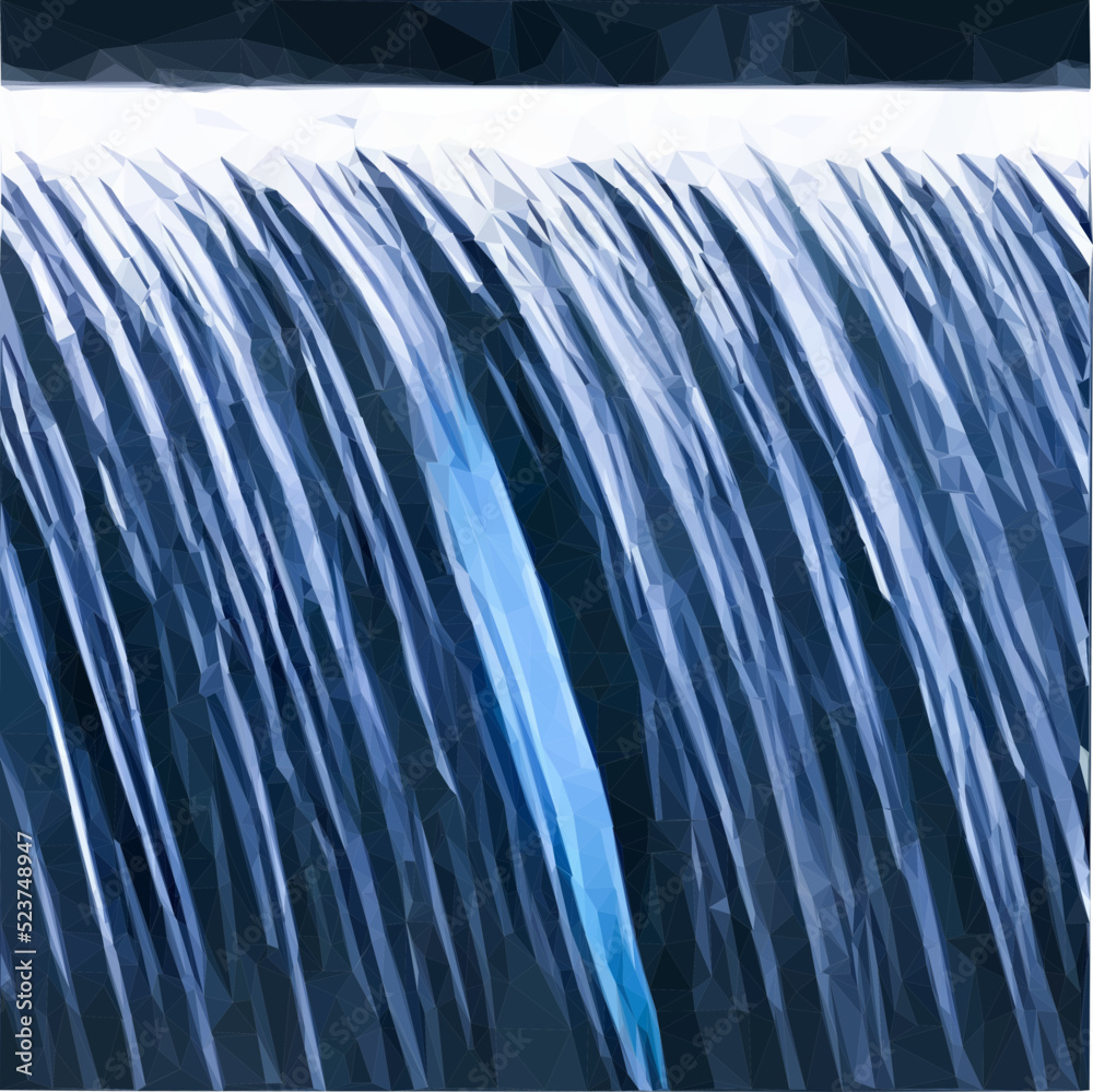 Vector Water Ramp Hydropower. Water flows down a ramp. Vector in low poly style. Stock ...