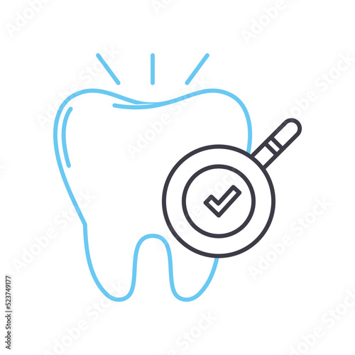 check up teeth line icon, outline symbol, vector illustration, concept sign
